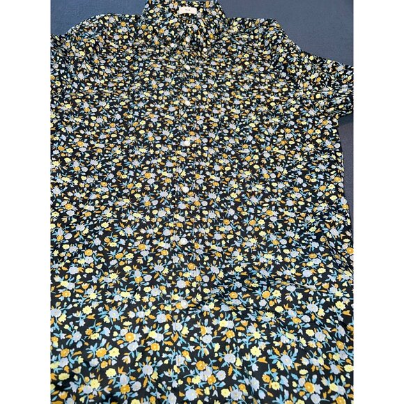 J.Crew Slim Fit Floral Shirt L Secret Wash 100s Yarn‎ Cotton Ditsy Black Top - Picture 3 of 8